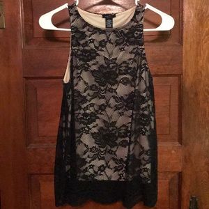 Black lace sleeveless dress top